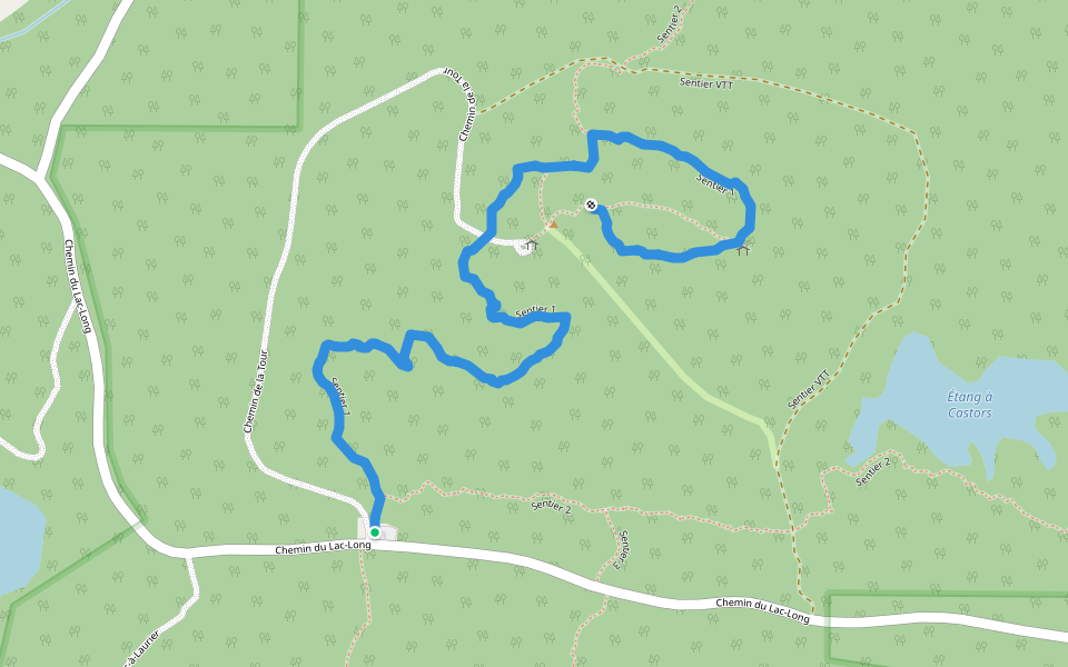 Sentier 1 walking route map in Blue Sea