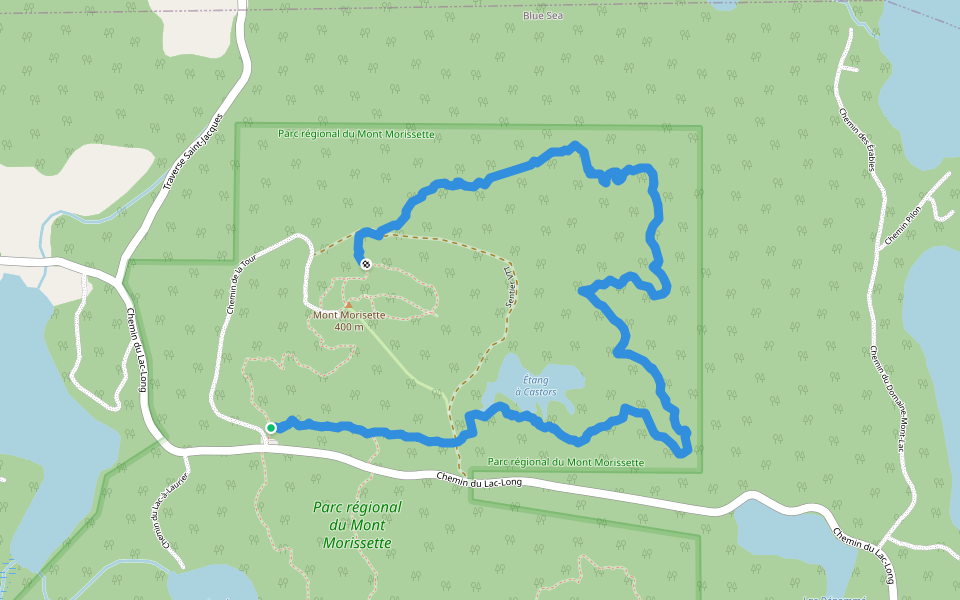 Sentier 2 walking route map in Blue Sea