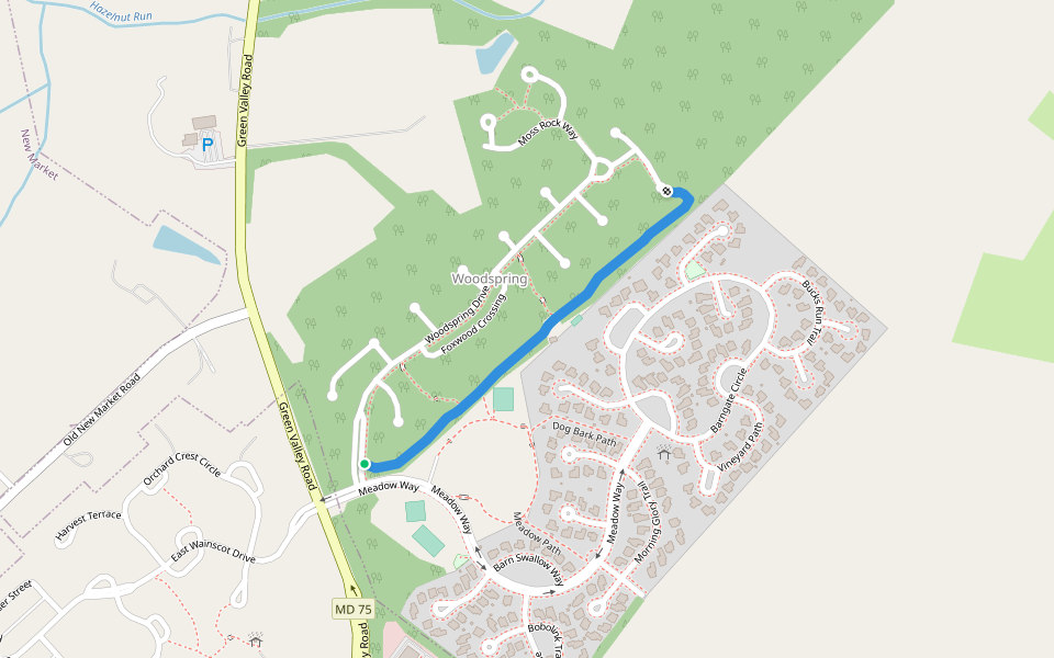 Woodspring Path walking route map in New Market