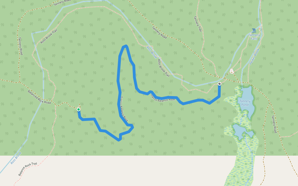 Trail to Balance Rock walking route map in Savoy