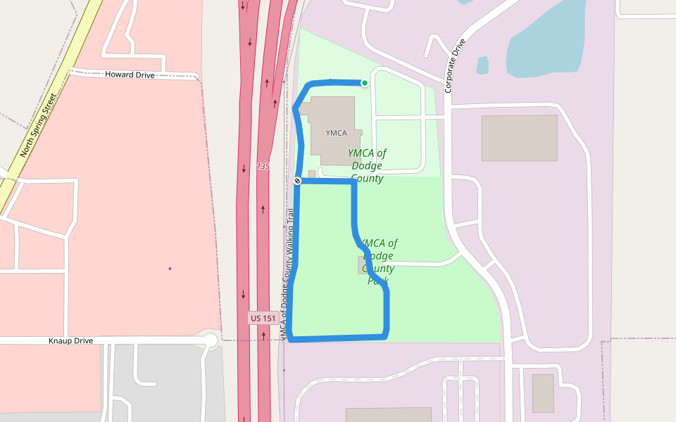 YMCA of Dodge County Walking Trail walking route map in Beaver Dam