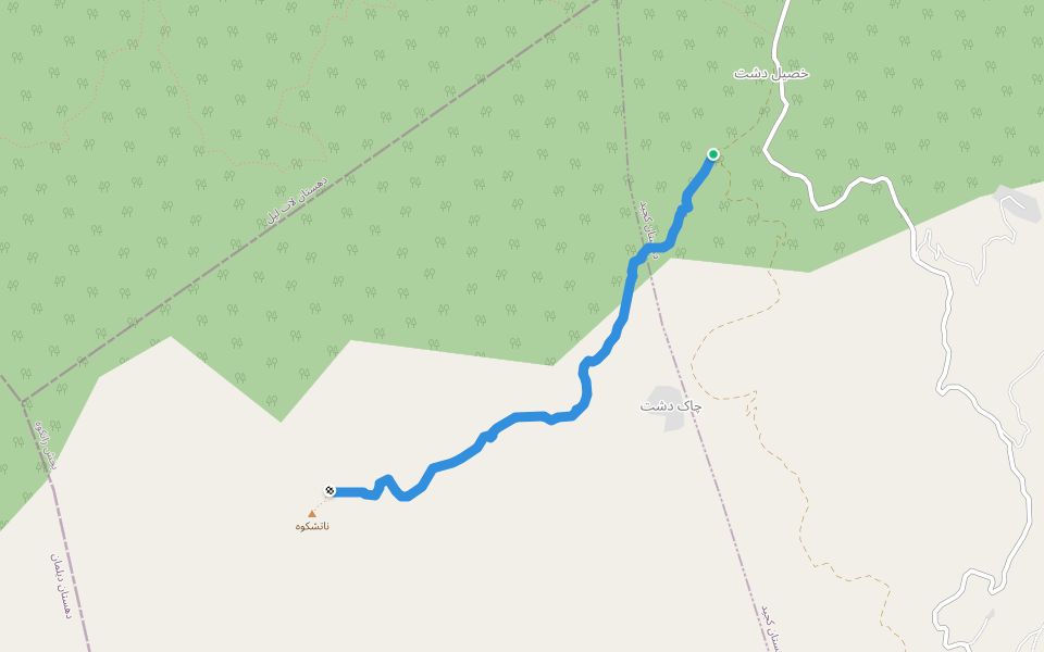 خصیل دشت به قله ناشکوه walking route map in خصیب دشت