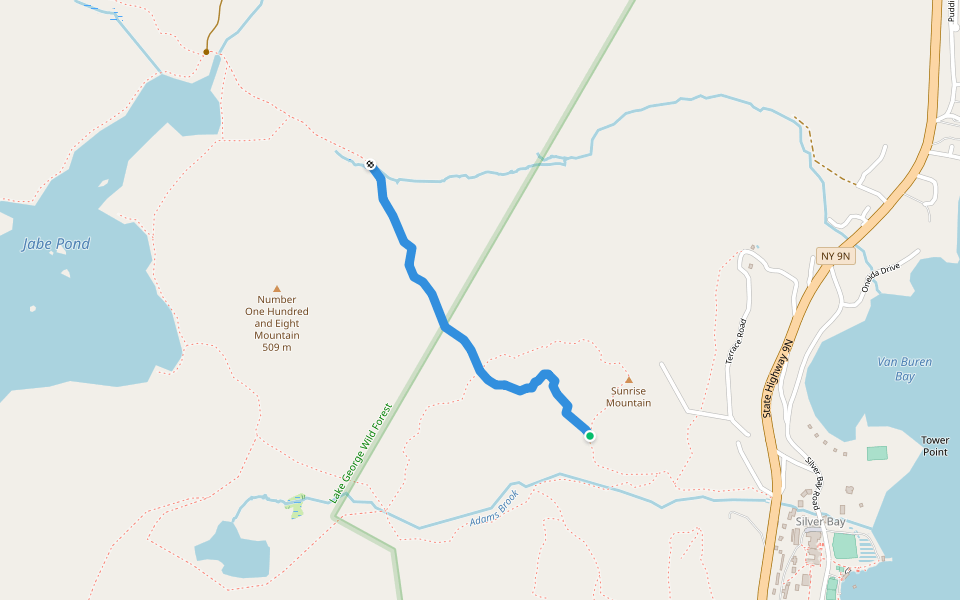 North Jabez Trail walking route map in Silver Bay