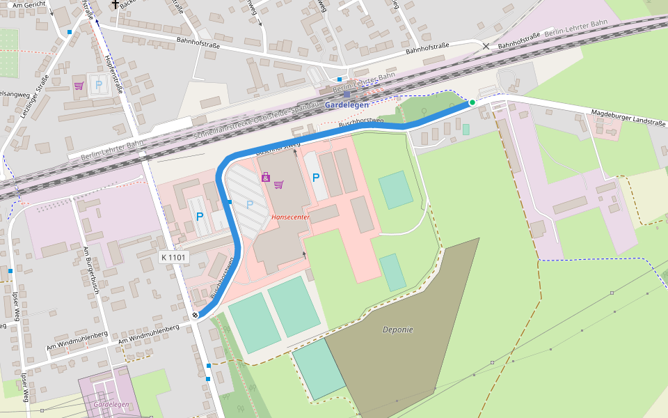 Buschhorstweg walking route map in Gardelegen