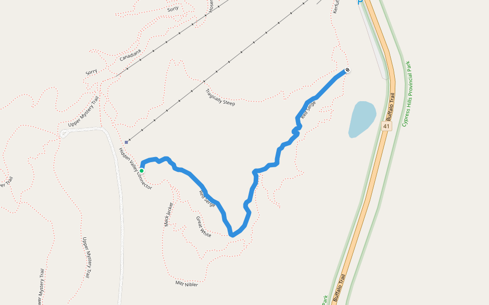 Red Serge walking route map in Elkwater