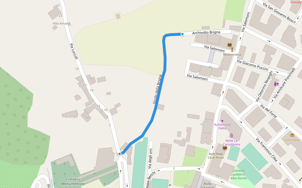 Vicolo della Brigna walking route map in Albissola Marina