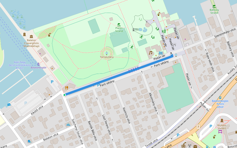 Parti sétány walking route map in Balatonboglár