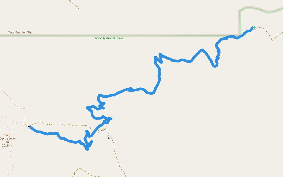 North Boundary walking route map in Taos