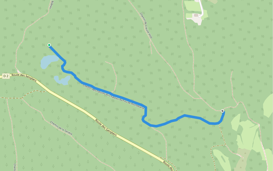 Chemin des Pâtures du Château du Fou de Rochebarre walking route map in Anost