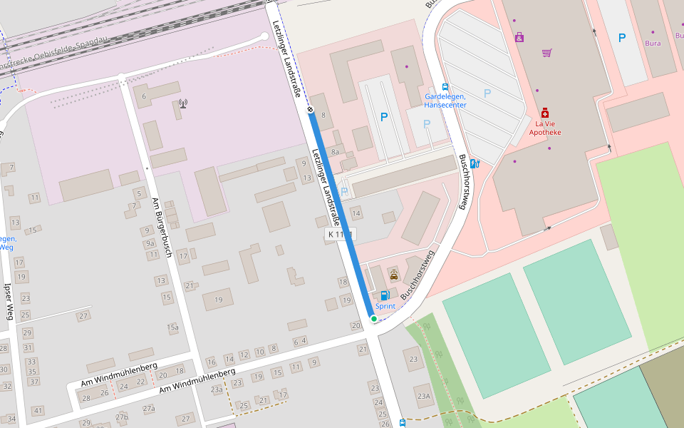 Letzlinger Landstraße walking route map in Gardelegen
