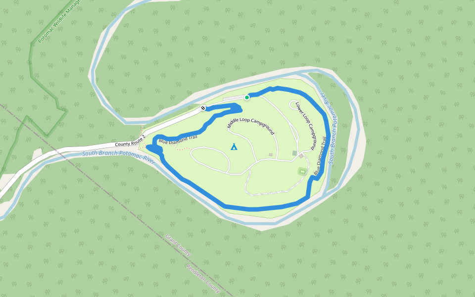Blue Diamond Trail walking route map in Cabins