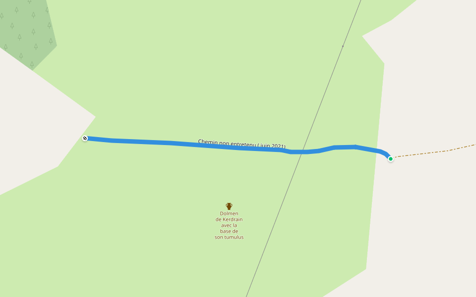 Chemin non entretenu ( juin 2021) walking route map in Carnac