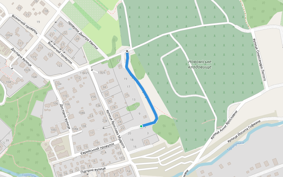 Панфілова провулок walking route map in Poltava