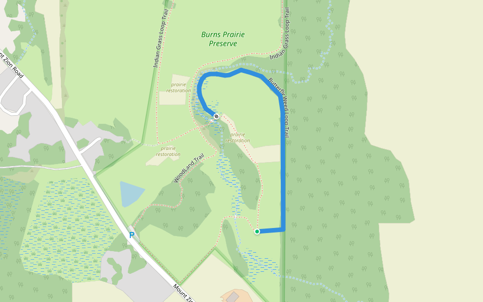 Butterfly Weed Loop Trail walking route map in Galien