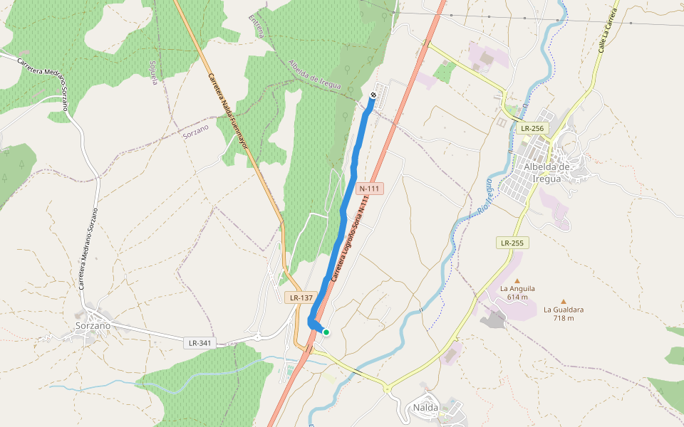 Senda de la acequia walking route map in Nalda