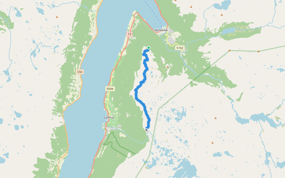 Dronningstien walking route map in Kinsarvik