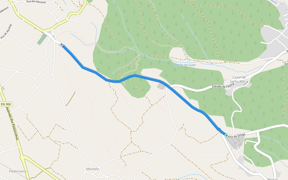 Ecovia Fátima - Ortiga walking route map in Fátima