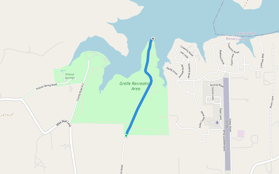 Chaparral Run walking route map in Spicewood