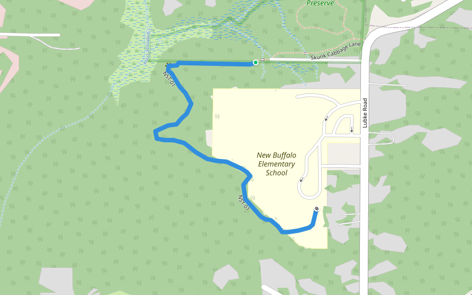 NST-01 walking route map in New Buffalo