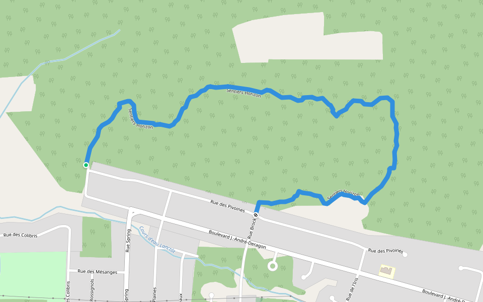 Sentiers Horizon walking route map in Cowansville