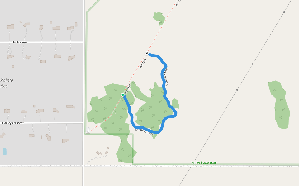 Southwest End walking route map in Pilot Butte