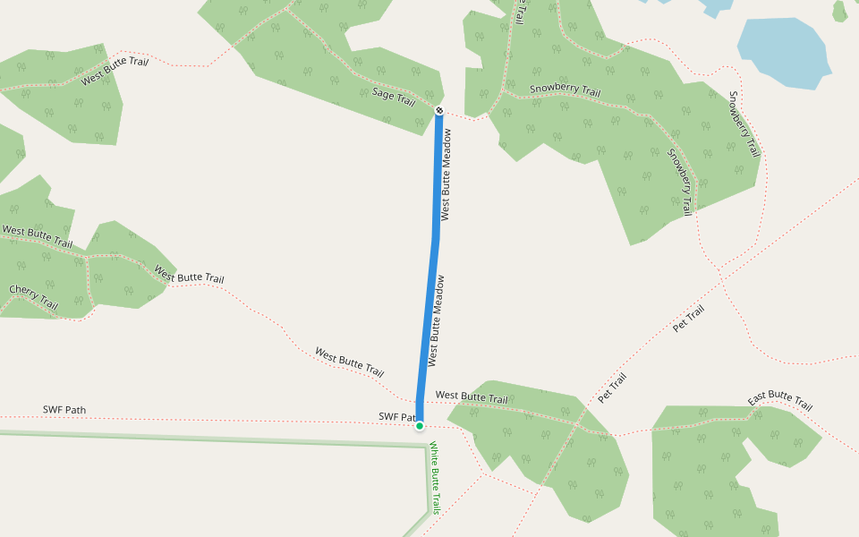 West Butte Meadow walking route map in Pilot Butte