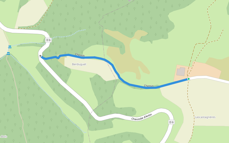 Chemin walking route map in Antin