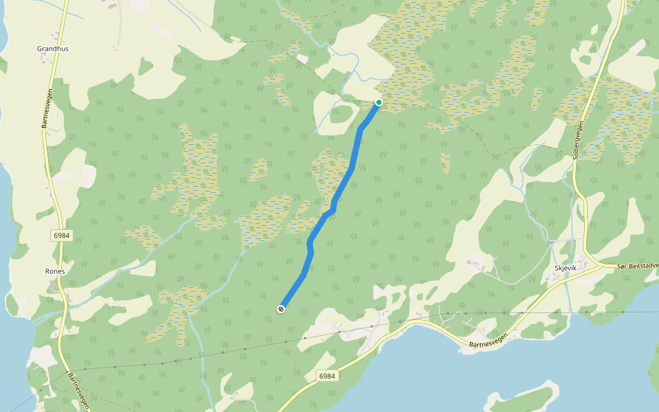 Fargetuva BC walking route map in Bartnes