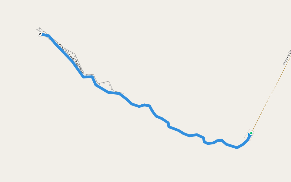 Arapahoe Wall Approach walking route map in Lander
