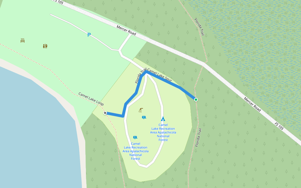 Florida Trail-Camel Lake Spur walking route map in Bristol