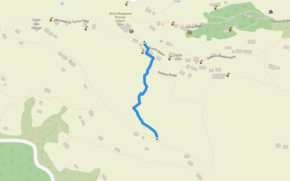 School to Salyan dada walking route map in Jagannath