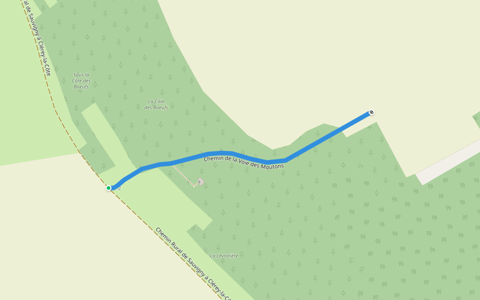 Chemin de la Voie des Moutons walking route map in Sauvigny
