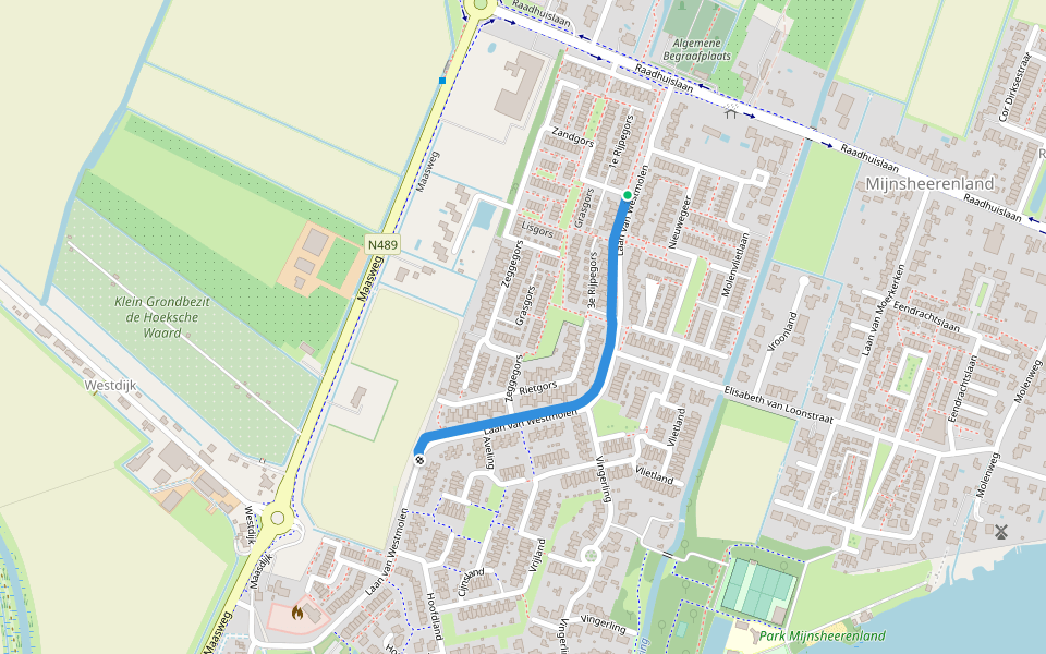 Laan van Westmolen walking route map in Mijnsheerenland
