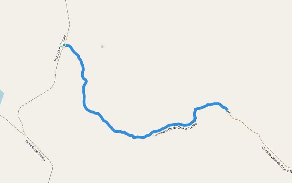 Camino viejo de Oria a Traisla walking route map in Oria