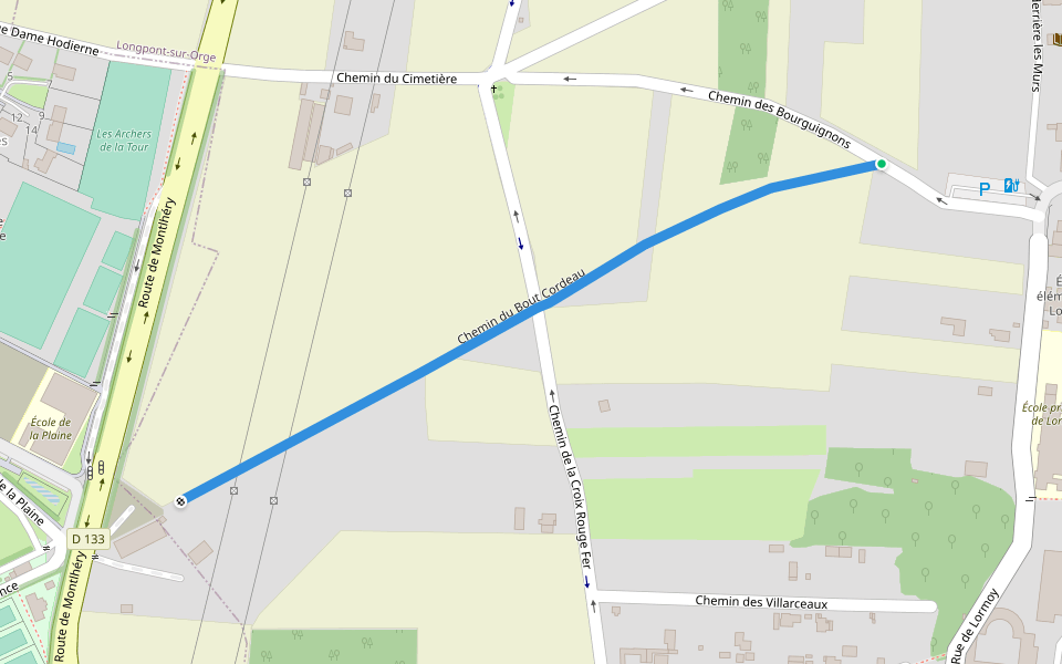 Chemin du Bout Cordeau walking route map in Longpont-sur-Orge