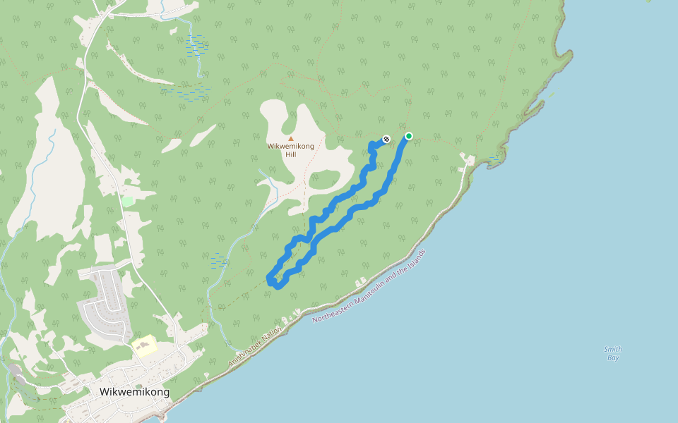 Bebamikawe Memorial Trail - Three Fire Loop walking route map in Wikwemikong