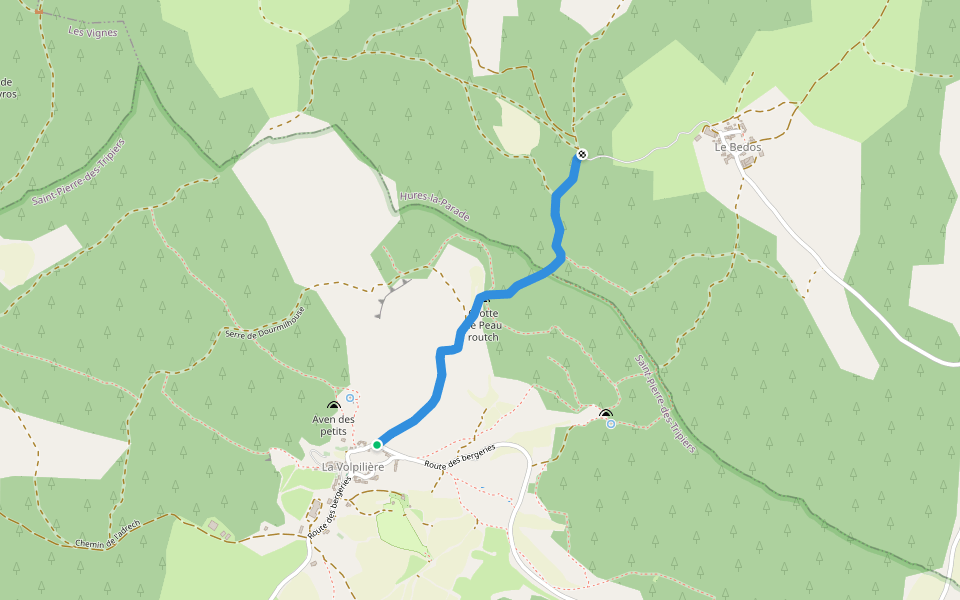 Sentier du Bedos à la Volpilière walking route map in Saint-Pierre-des-Tripiers