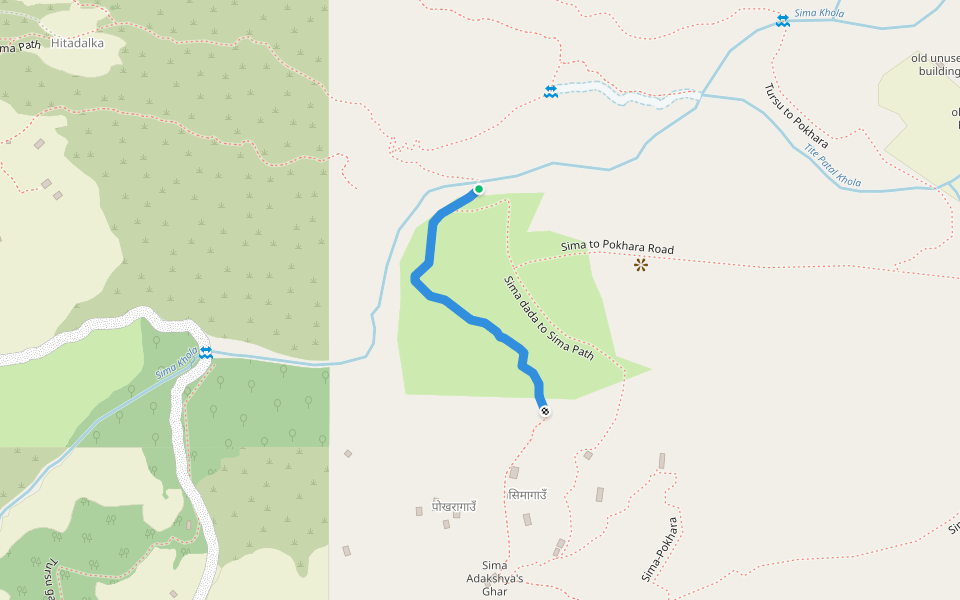 Sima Khola to Sima path walking route map in Jagannath