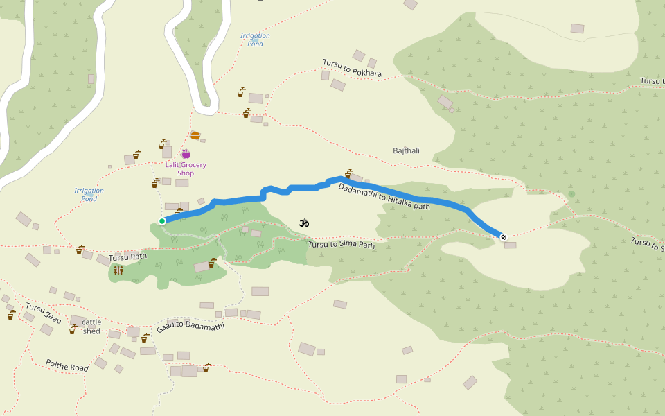 Dadamathi to Hitalka path walking route map in Jagannath