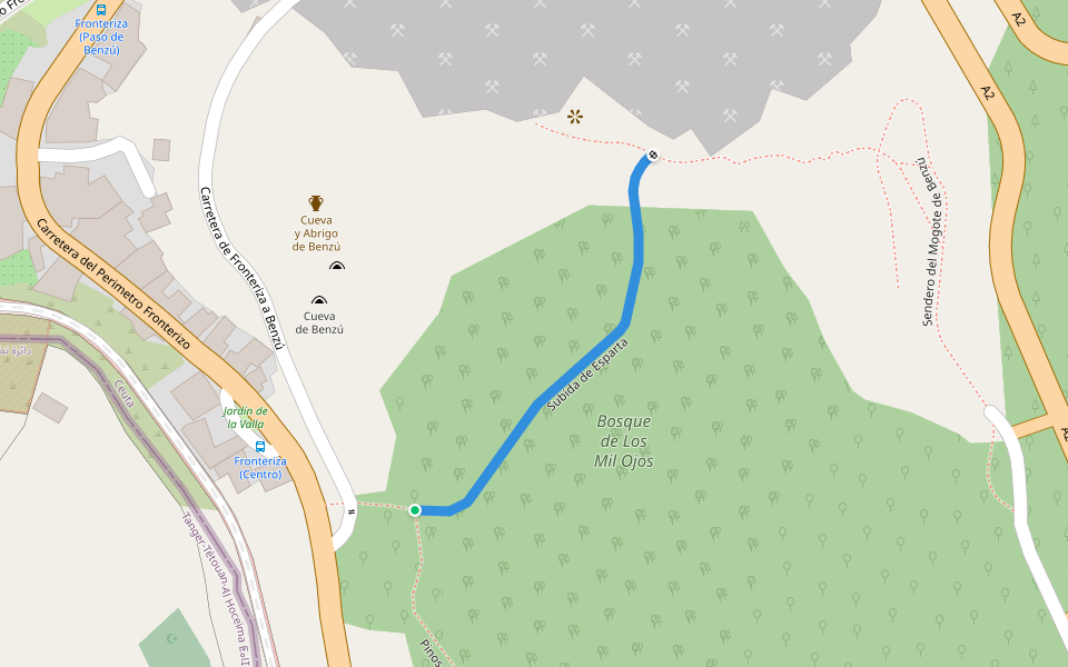Subida de Esparta walking route map in Belyounech