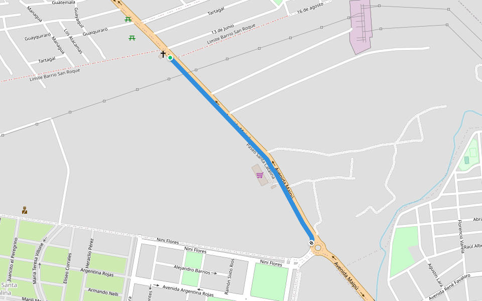 Paseo Santa Catalina walking route map in Corrientes