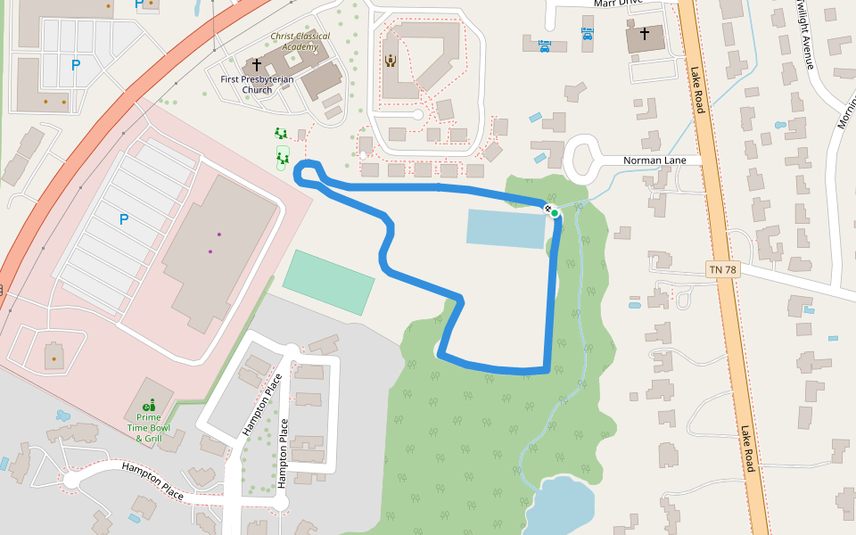 Christ Classical Academy Cross Country Trail walking route map in Dyersburg