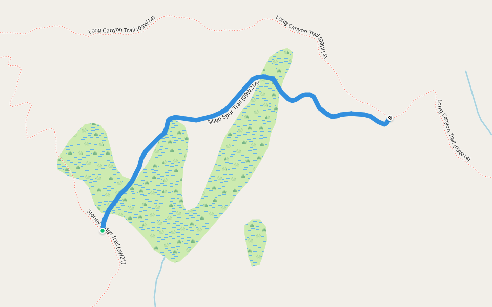 Siligo Spur Trail (09W21A) walking route map in Trinity Center