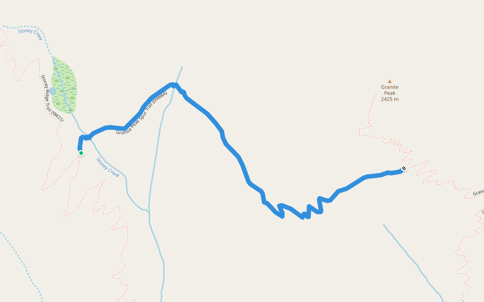 Granite Peak Spur Trail (09W8A) walking route map in Trinity Center