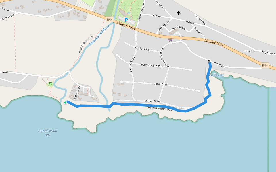 Denys Heesom Trail walking route map in Bettysbaai