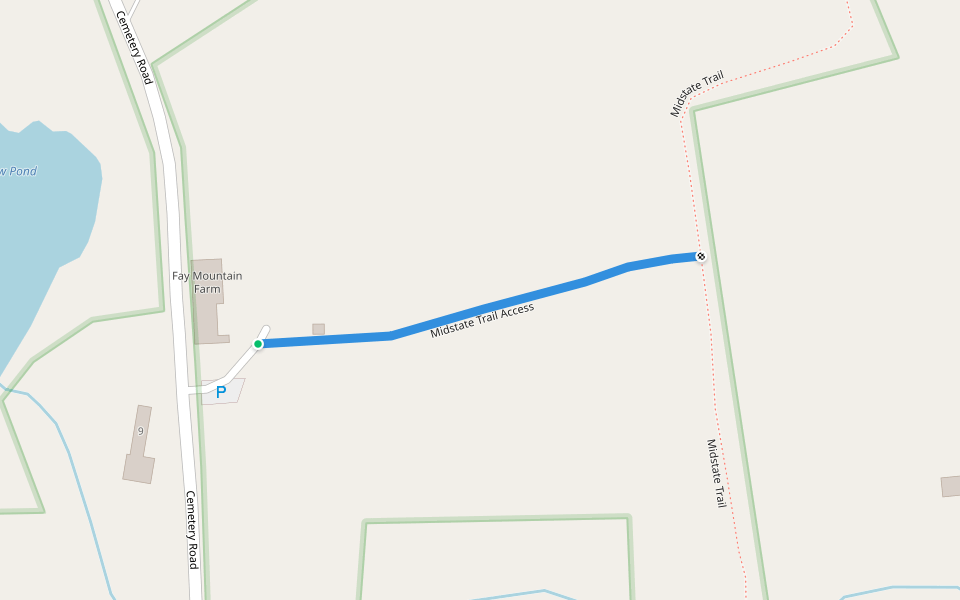 Midstate Trail Access walking route map in Charlton