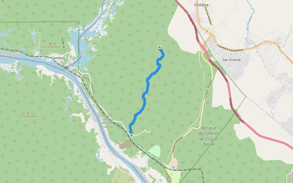 Plantation Road walking route map in Panama City