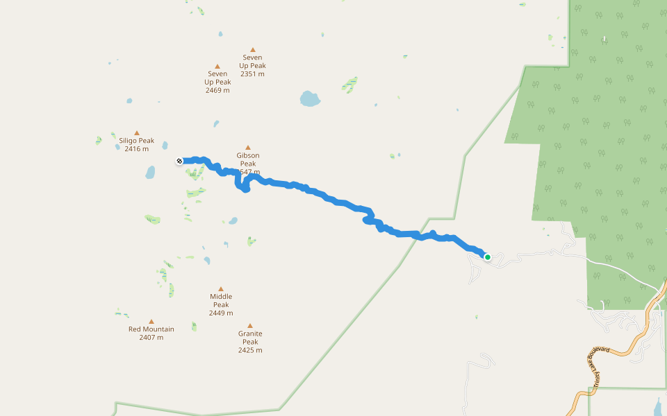 Long Canyon Trail (09W14) walking route map in Trinity Center