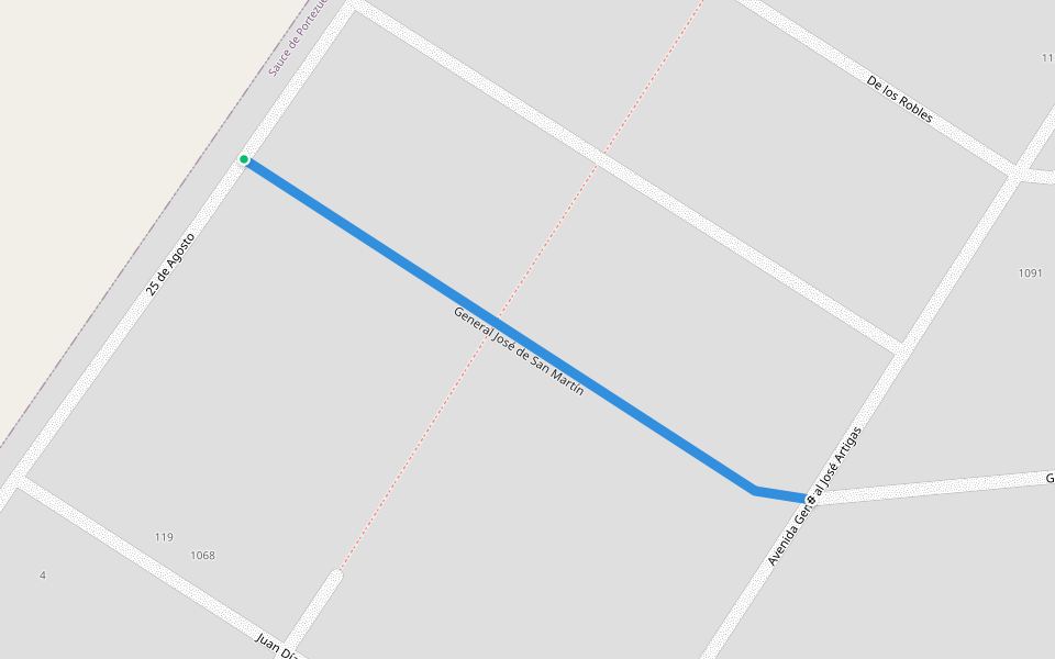 General José de San Martín walking route map in Sauce de Portezuelo