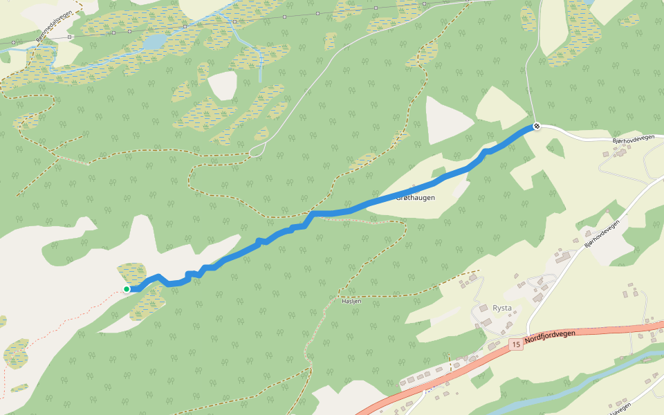 Naustdalkamben walking route map in Hyllestad